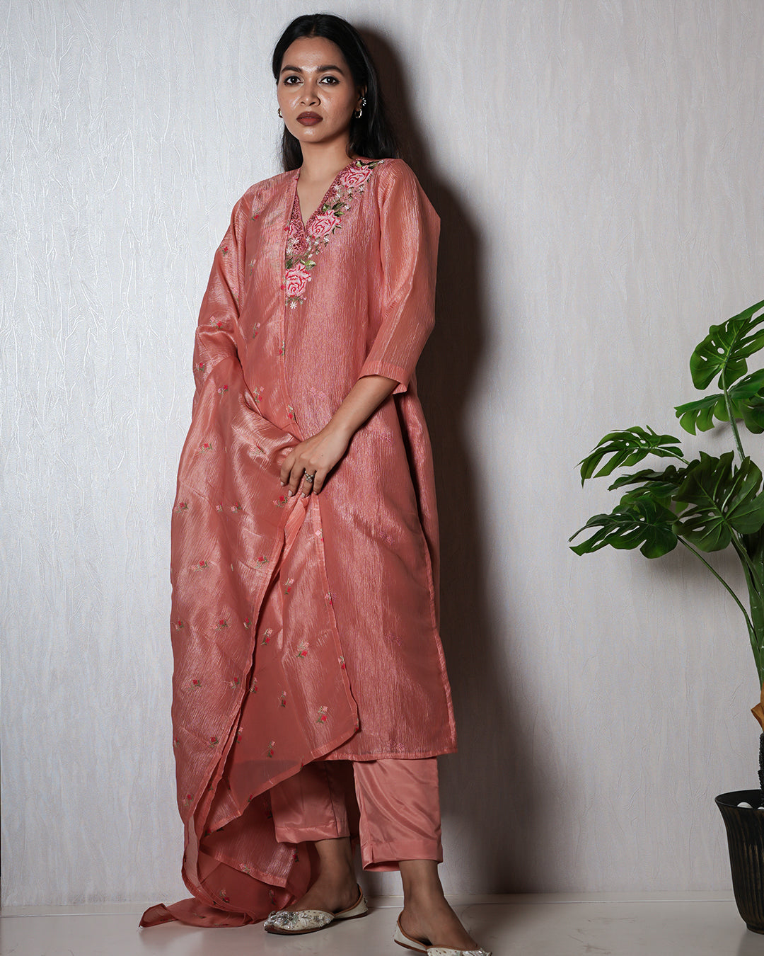 Blush Rose Silk Suit Set