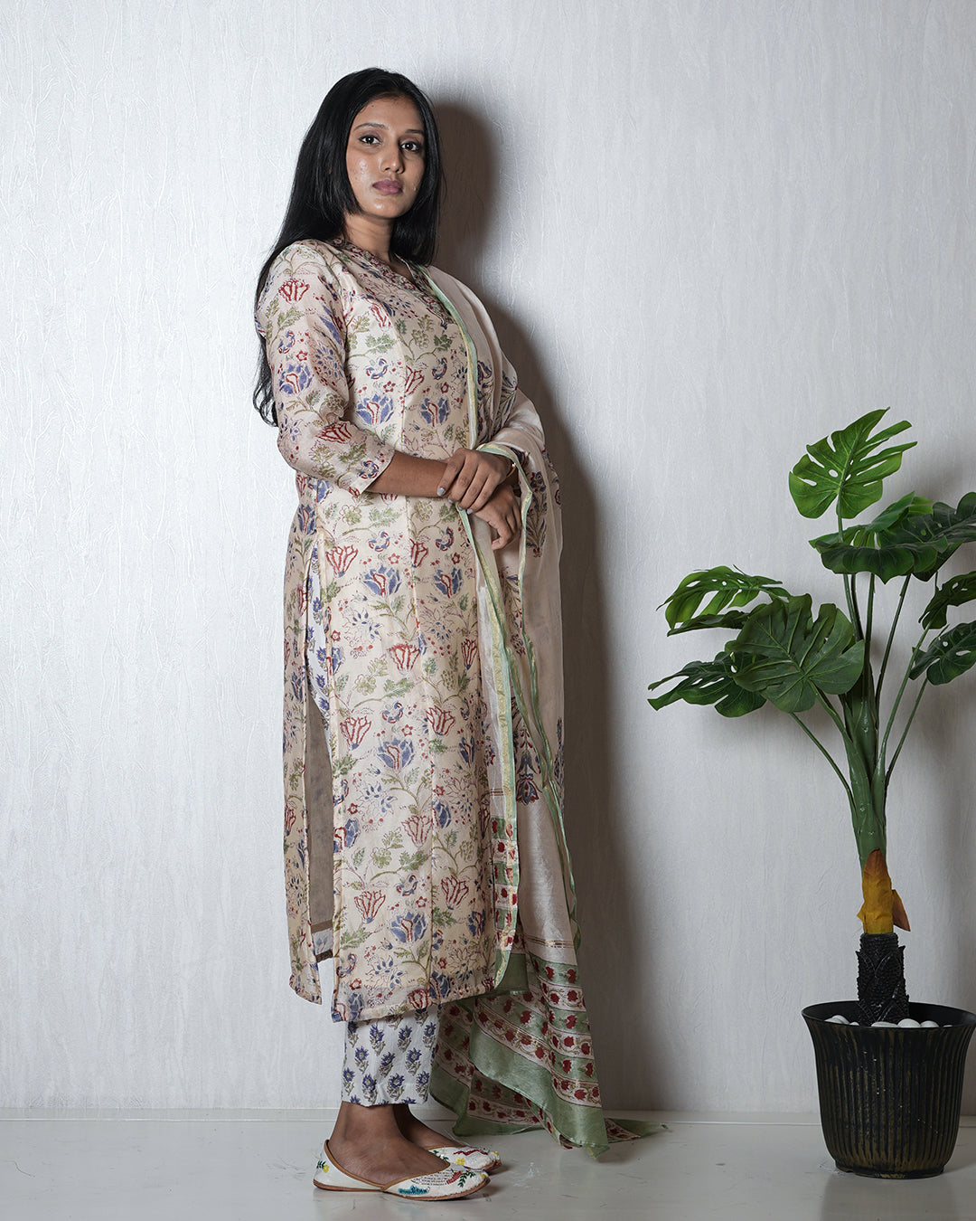 Pastel Floral Printed Kurta Set with Dupatta