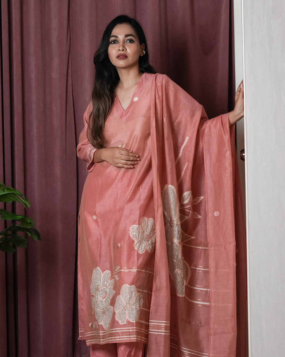 Rosewood Floral Handwoven Suit Set