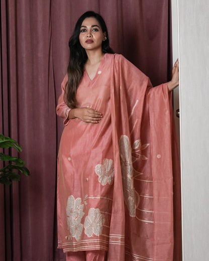 Rosewood Floral Handwoven Suit Set