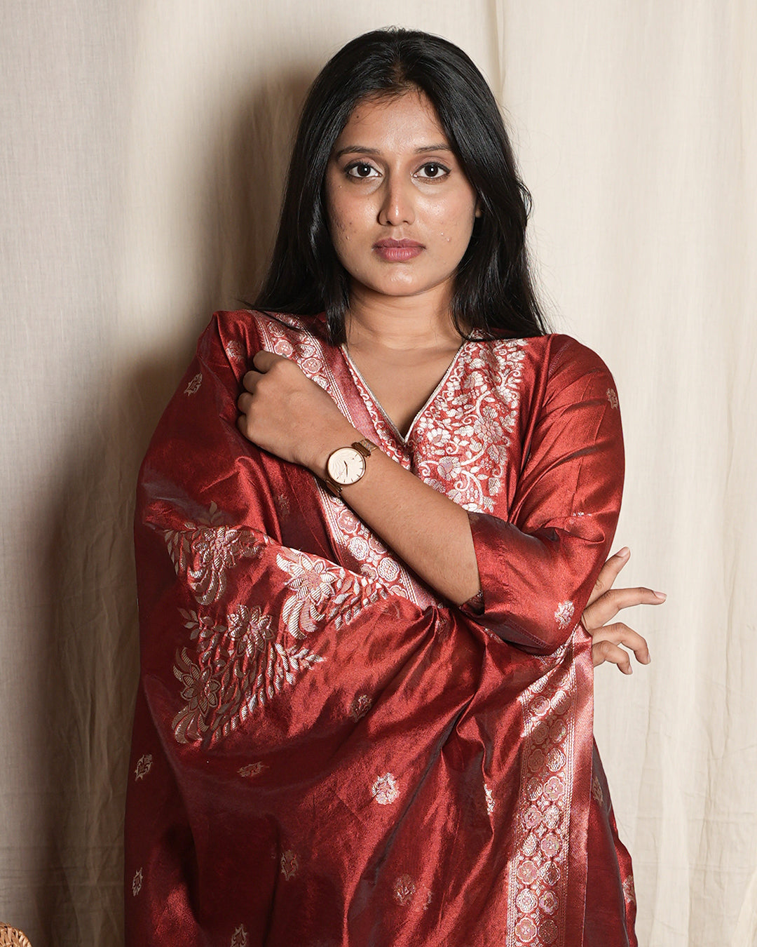 Rich Maroon Banarasi Silk Suit Set