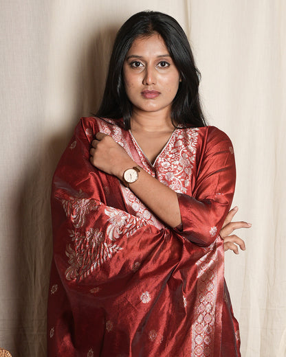 Rich Maroon Banarasi Silk Suit Set