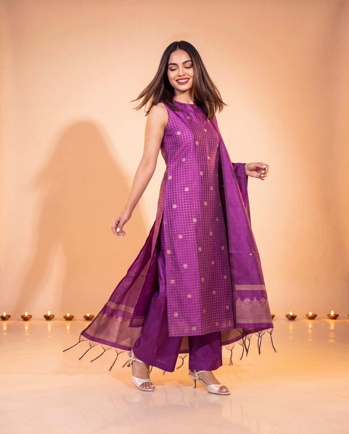 Malarvizhi Purple Festive Suit Set