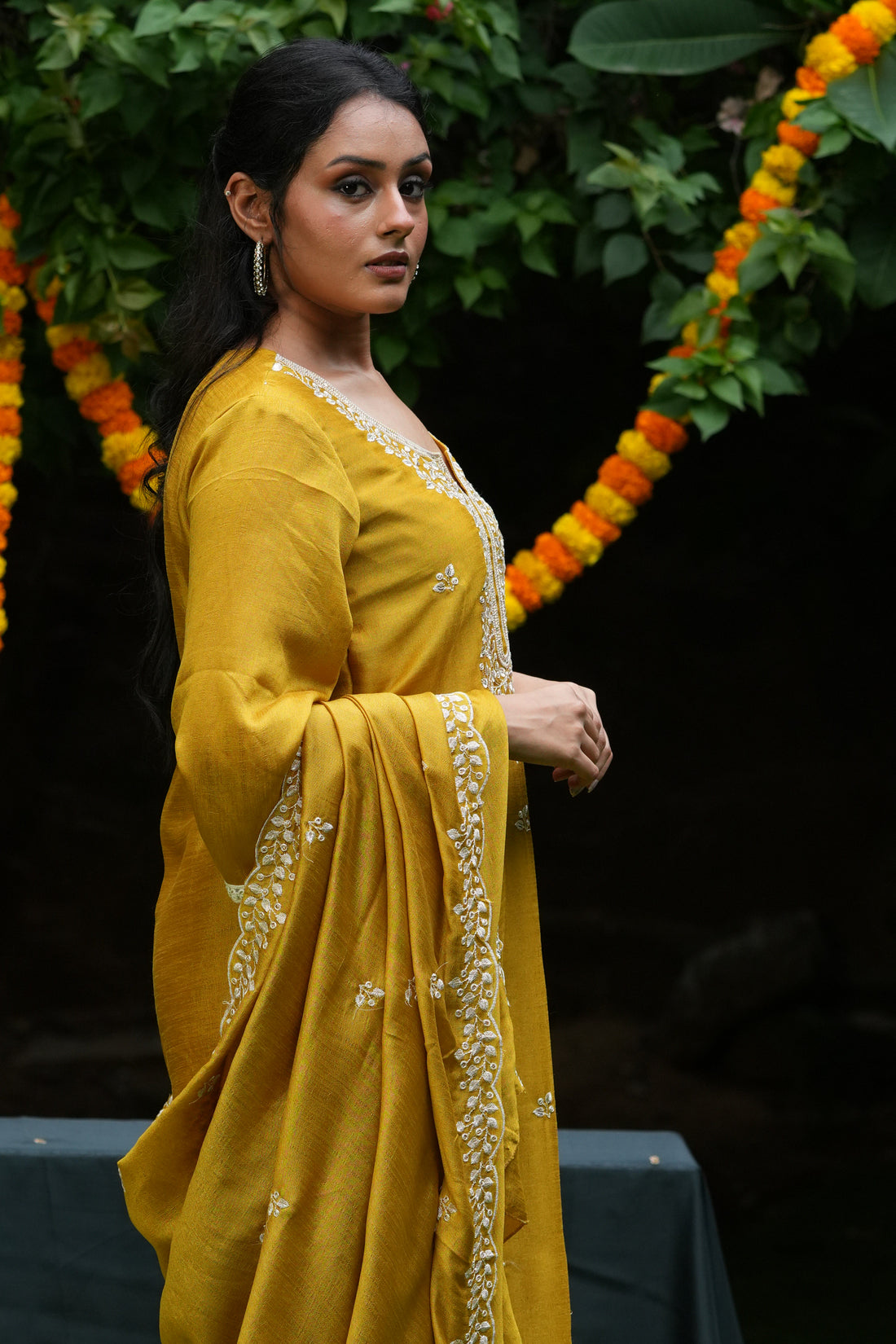 Vibrant elegance with this striking yellow ethnic set