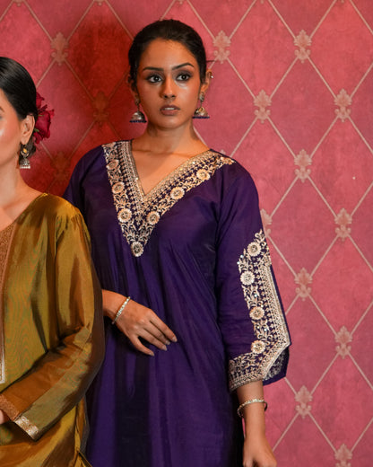 Traditional floppy purple ethnic set