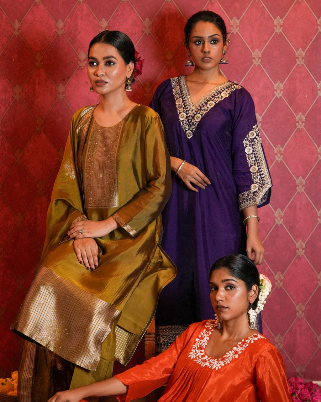 Traditional floppy purple ethnic set