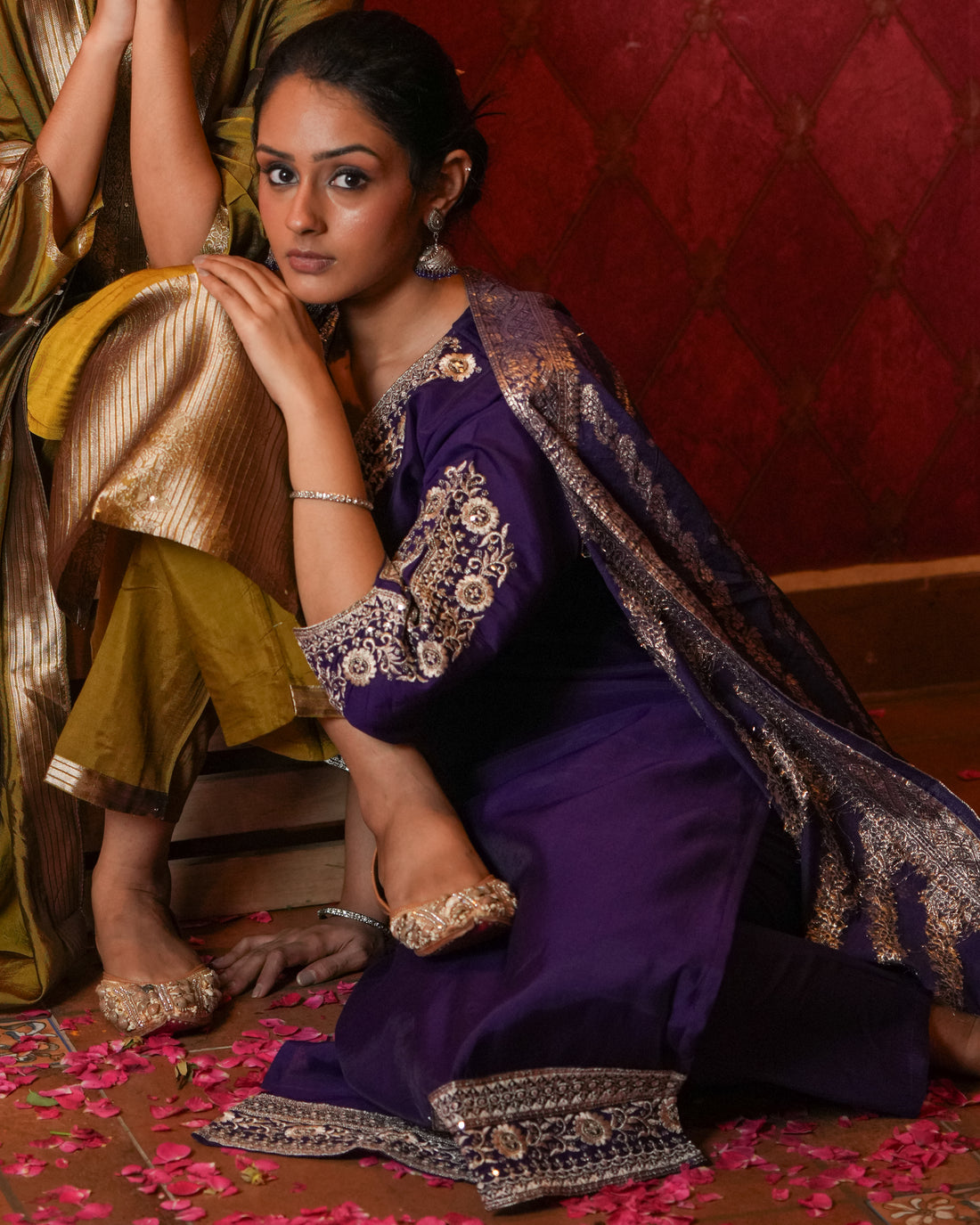 Traditional floppy purple ethnic set