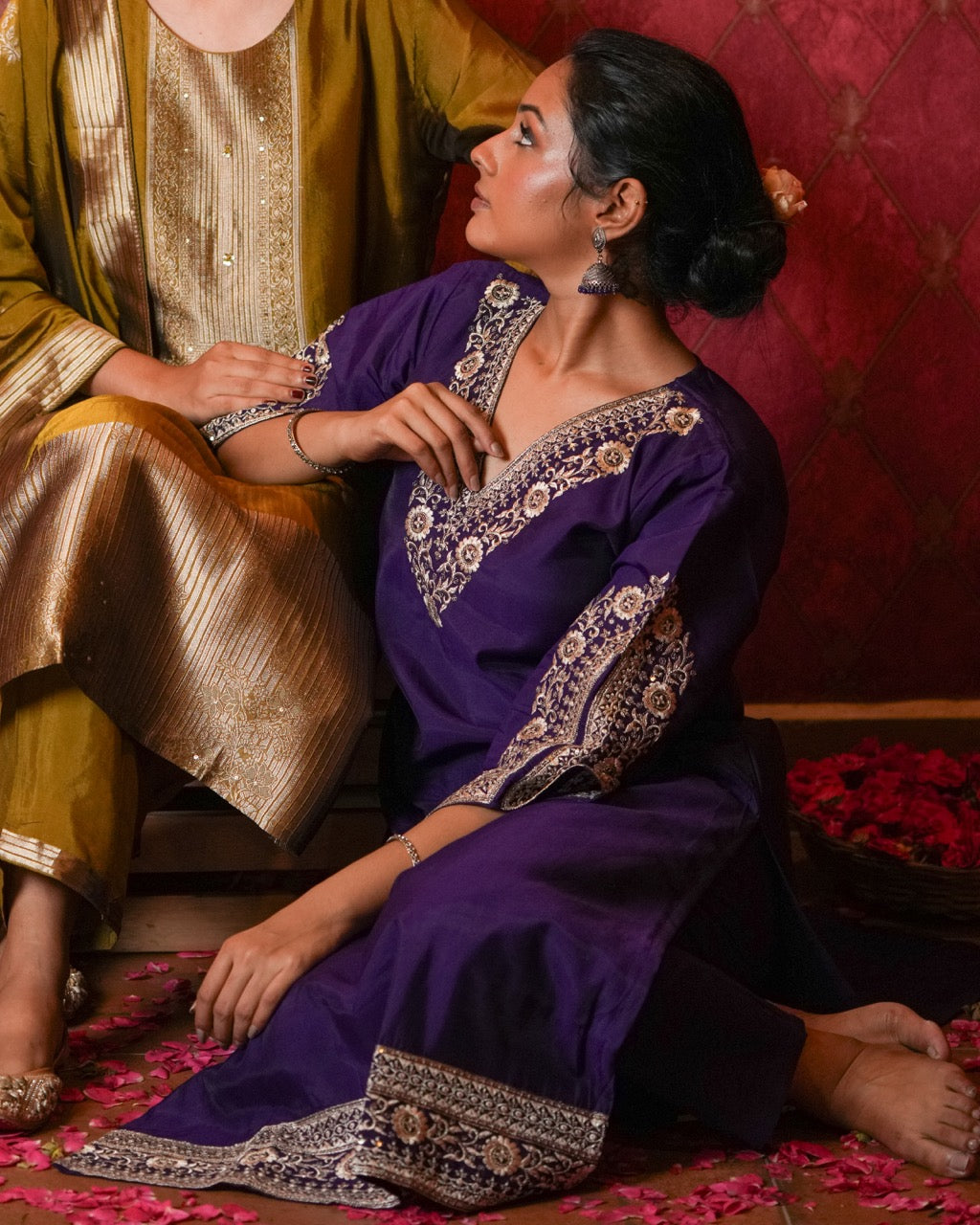 Traditional floppy purple ethnic set