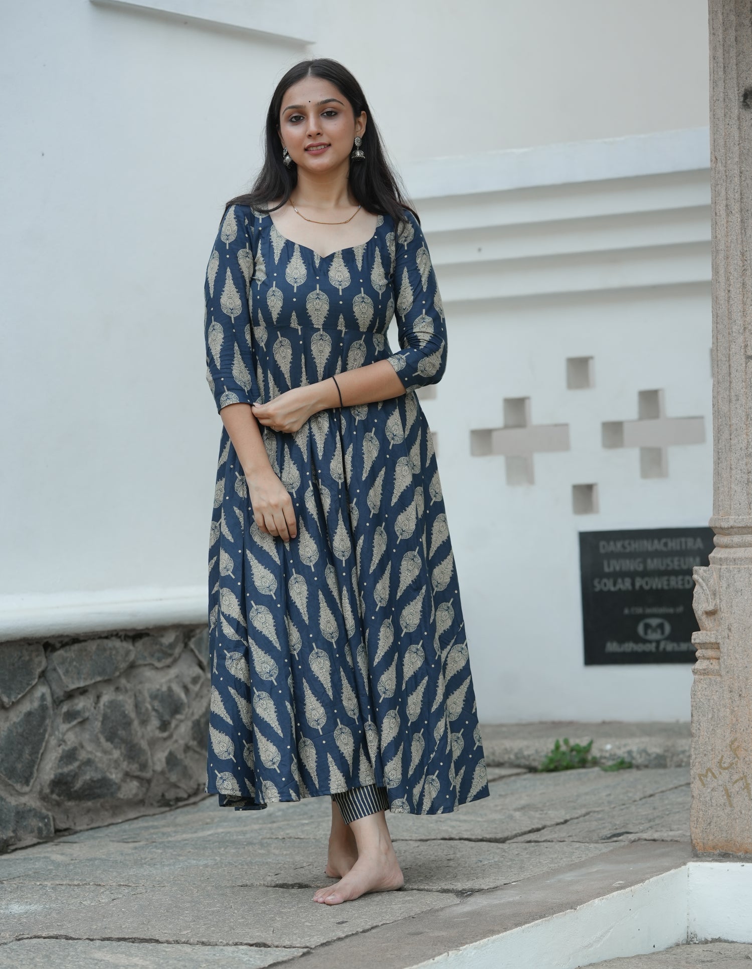 Blue feathered Classic Indigo Blockprint Anarkali set