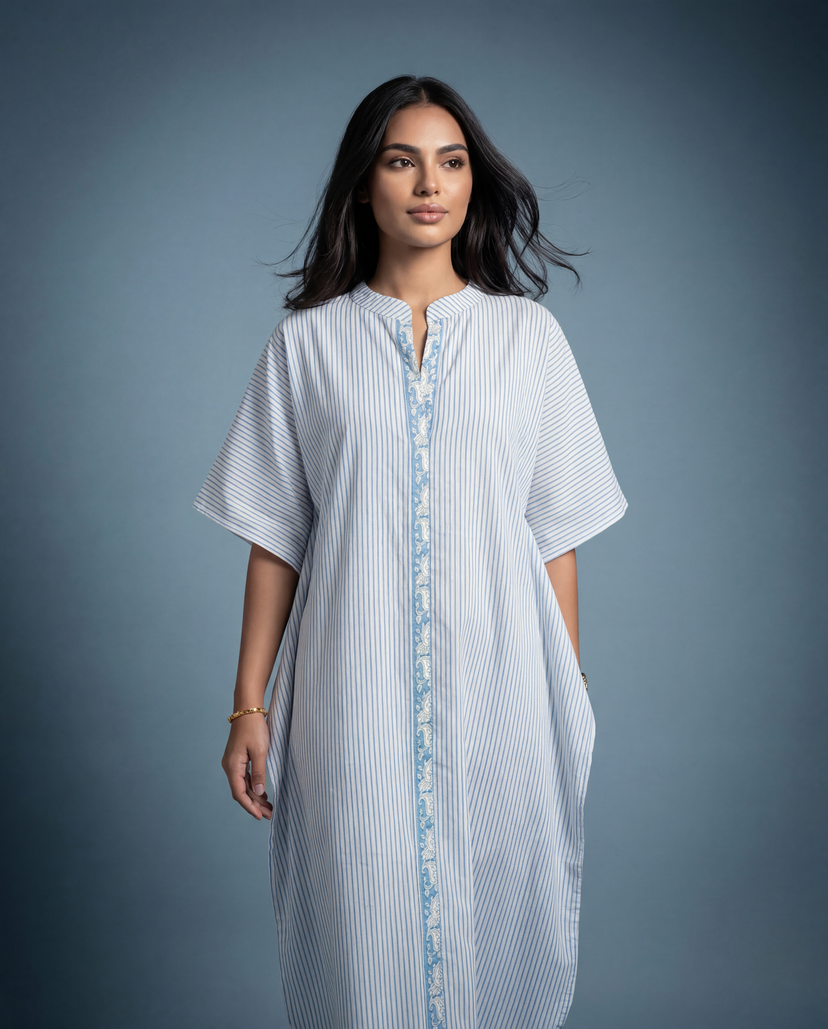 Nyra Striped Cotton Kaftan
