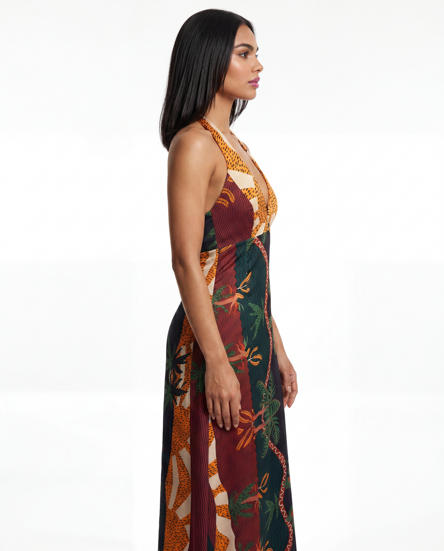 Tropical Sunset Halter Dress