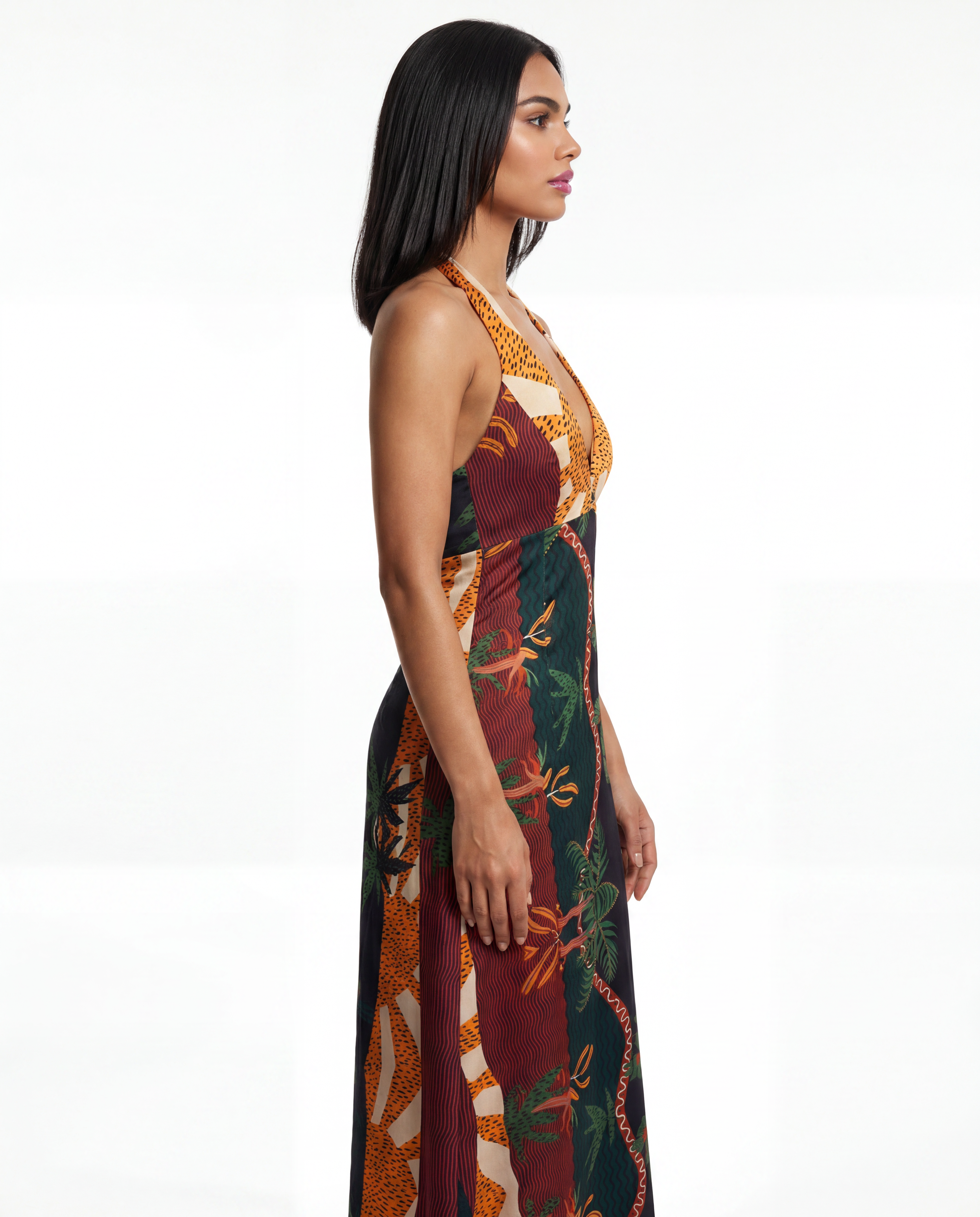 Tropical Sunset Halter Dress