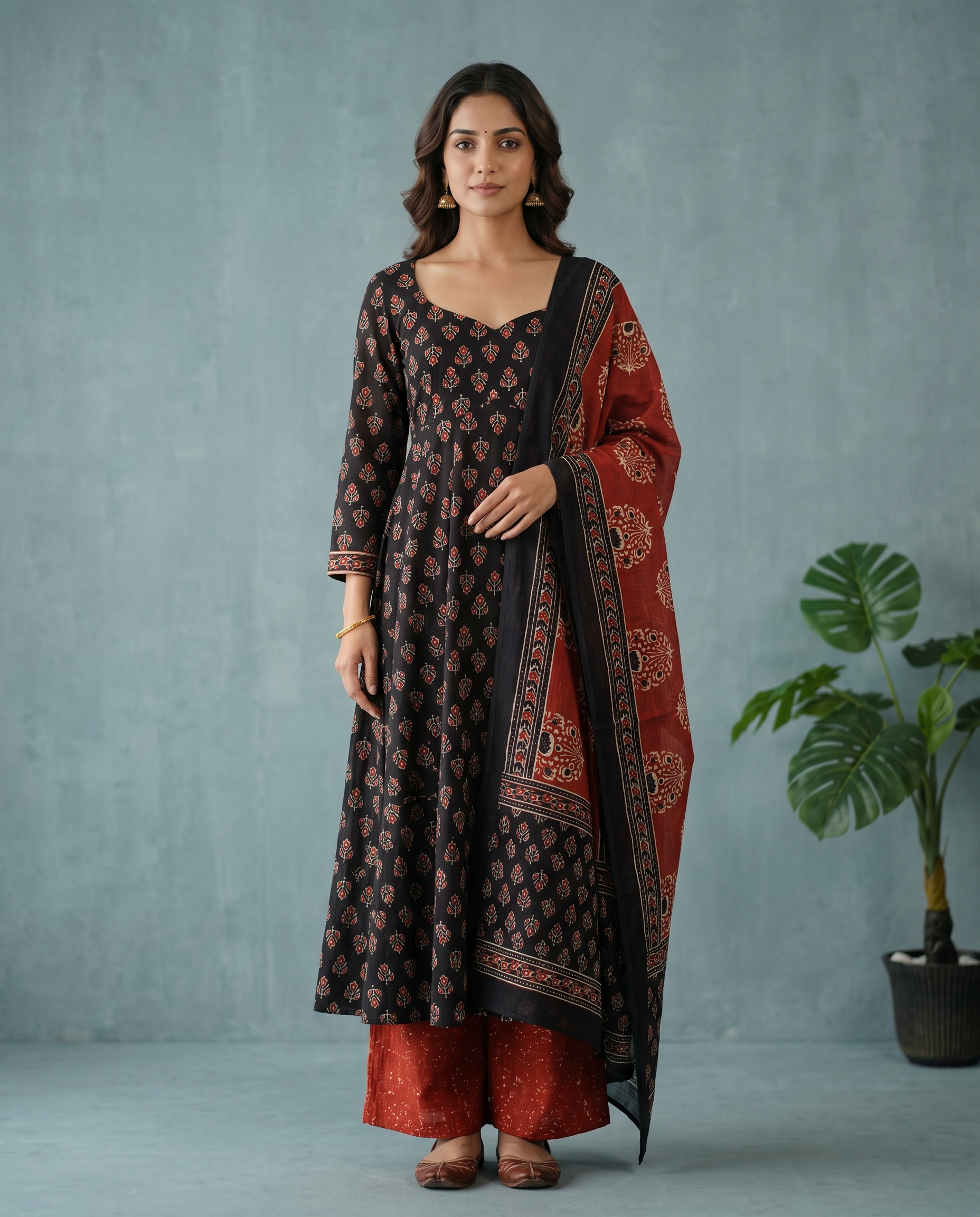 Black Anarkali-style kurta set | Aika the label