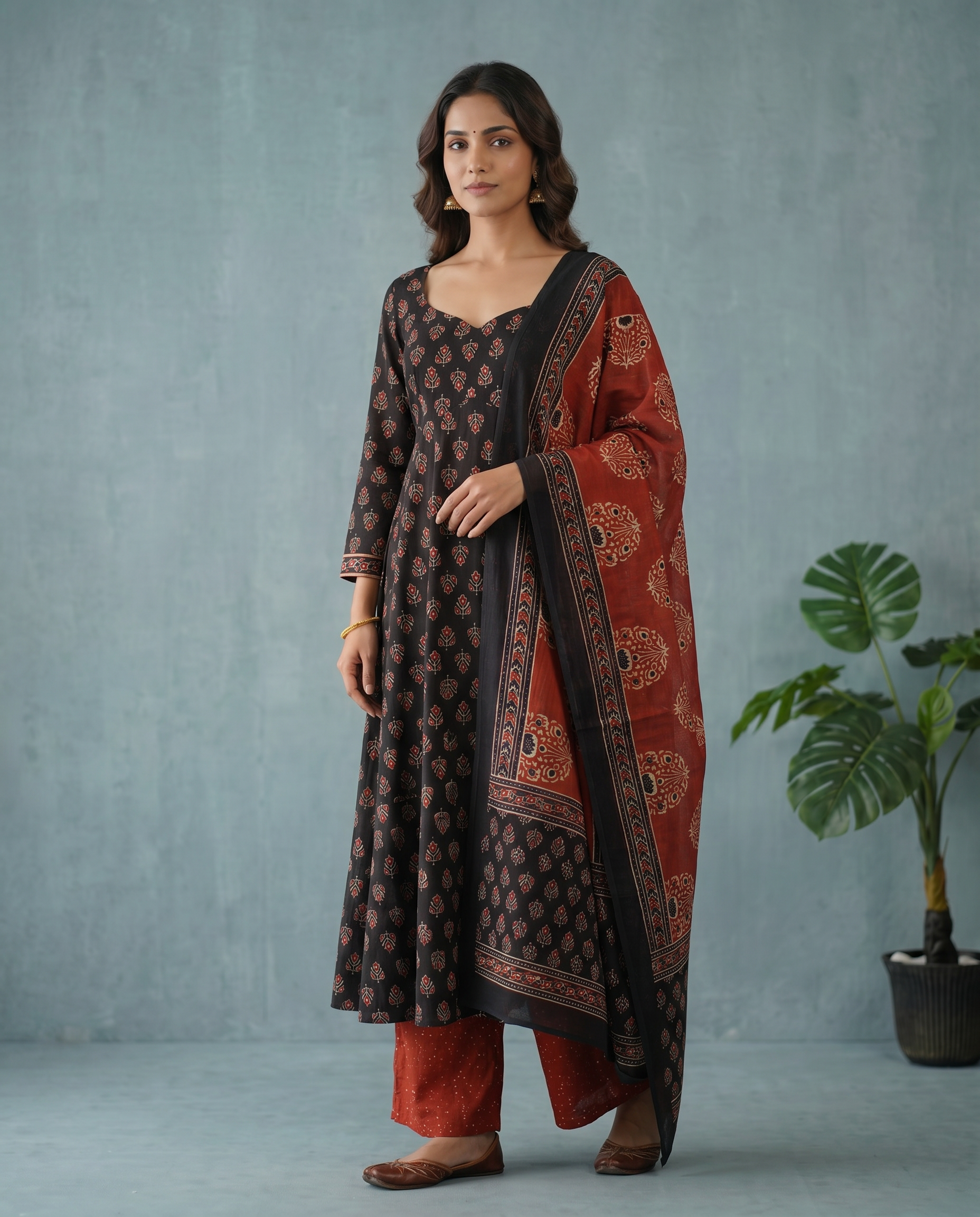 Black Anarkali-style kurta set | Aika the label