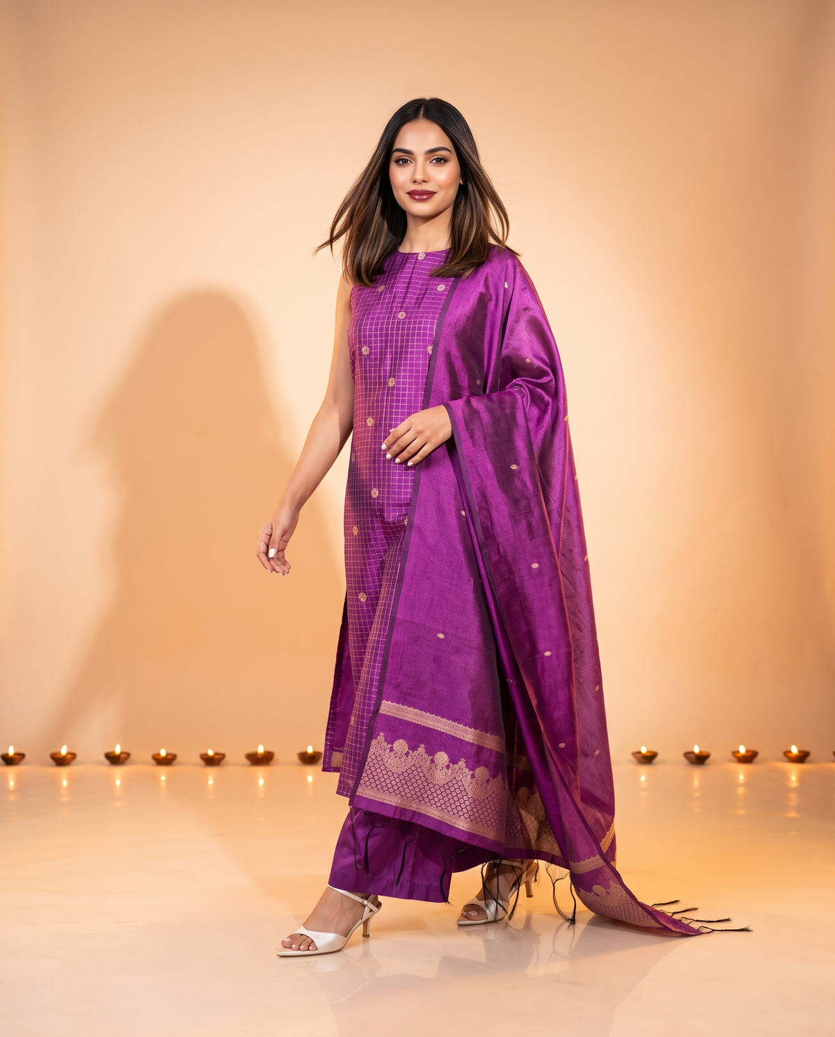 Malarvizhi Purple Festive Suit Set