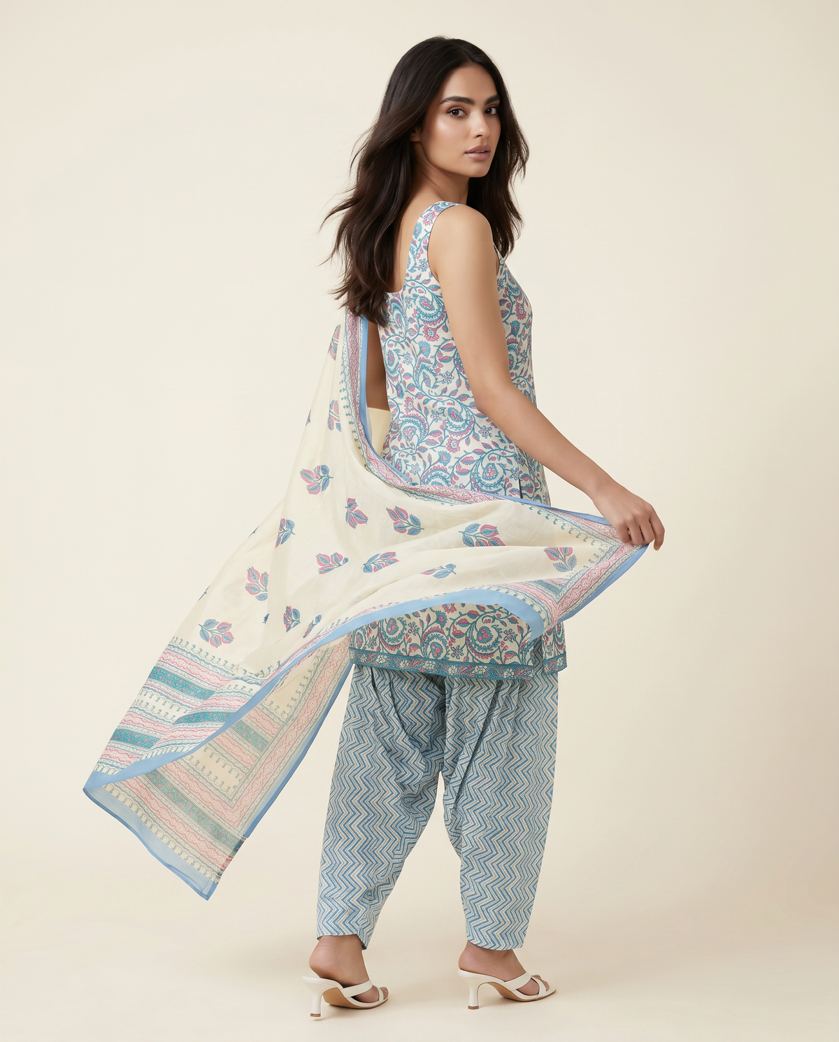 Aqua Paisley Dhoti Suit Set