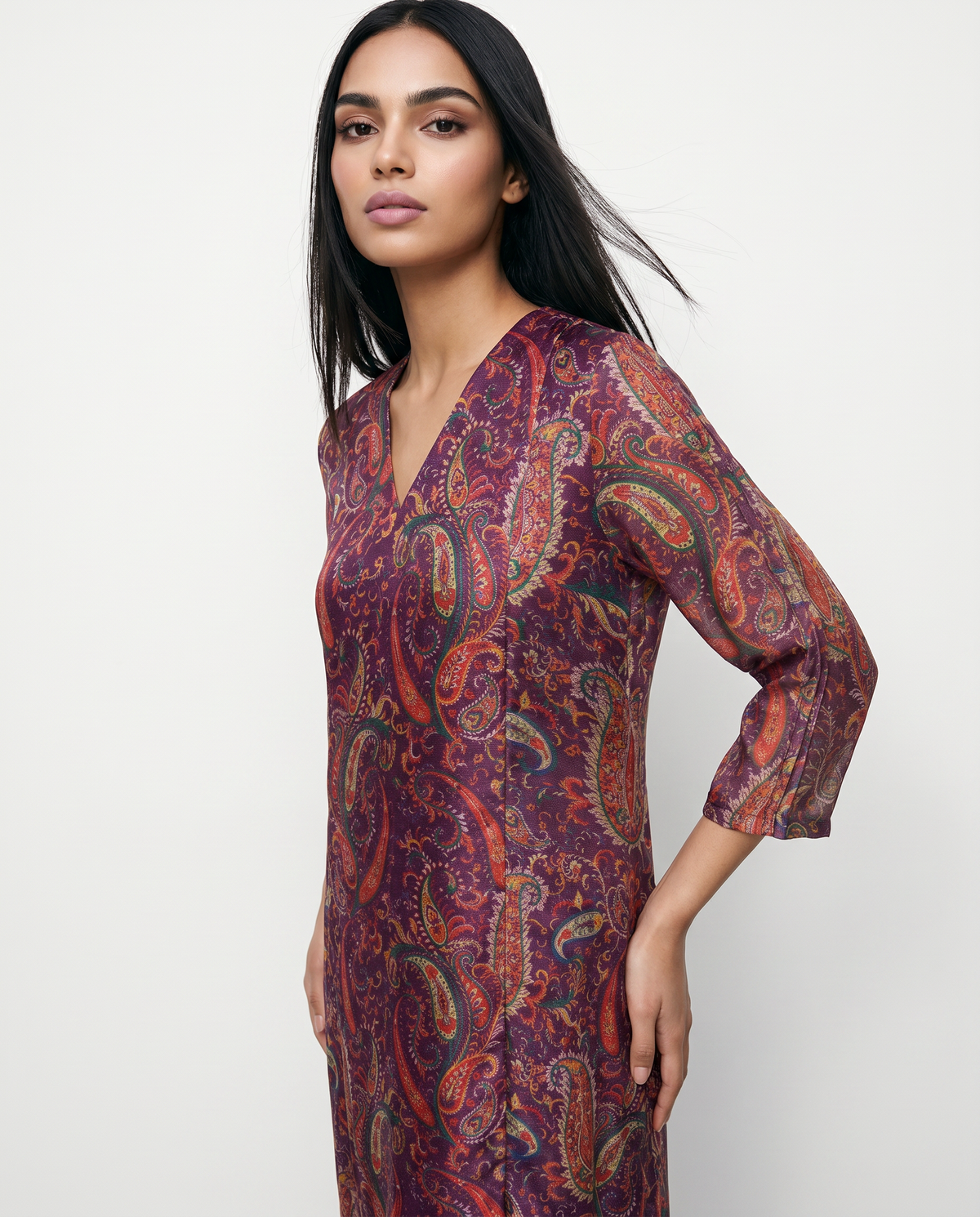Royal Plum Paisley Flared Kurta