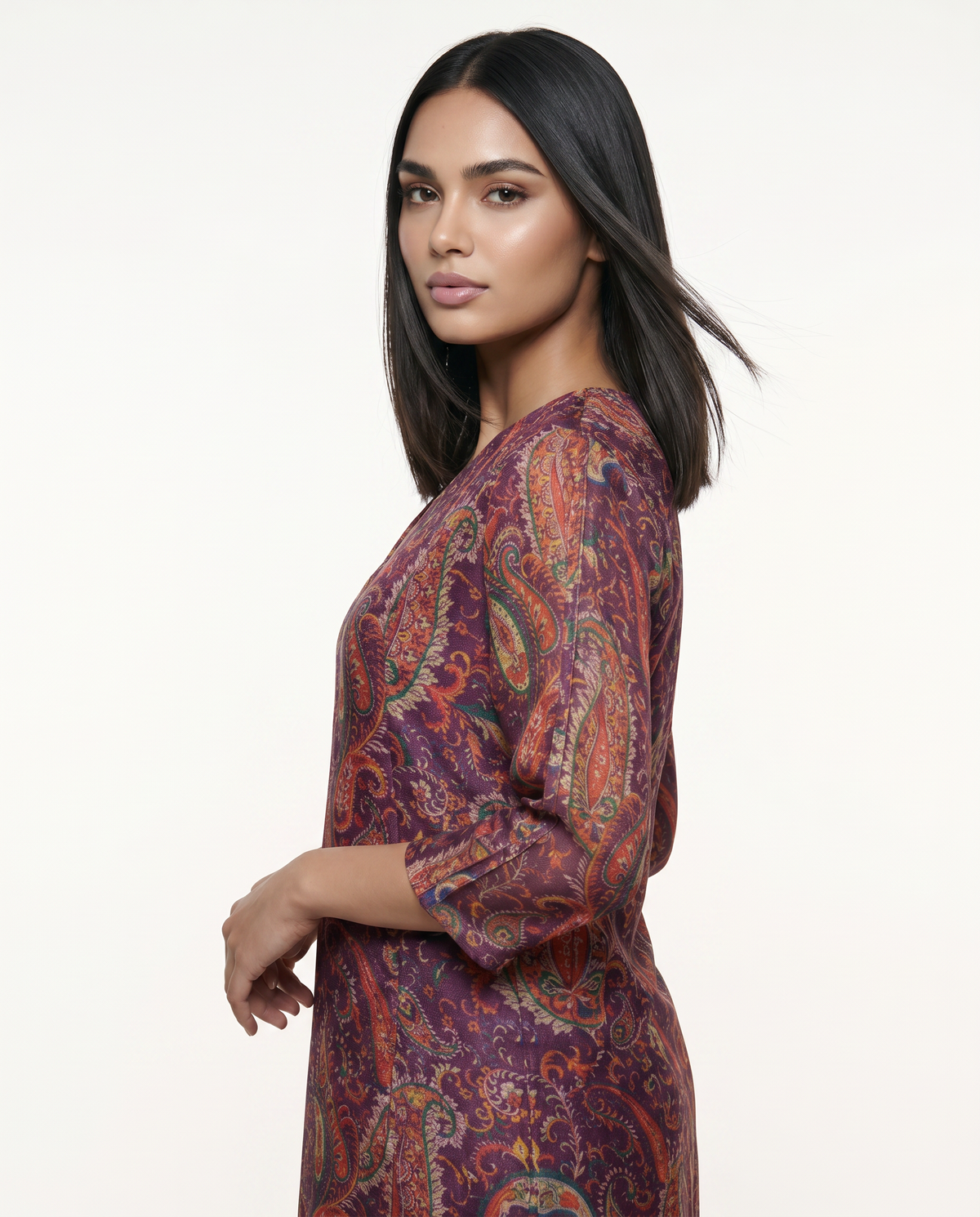 Royal Plum Paisley Flared Kurta