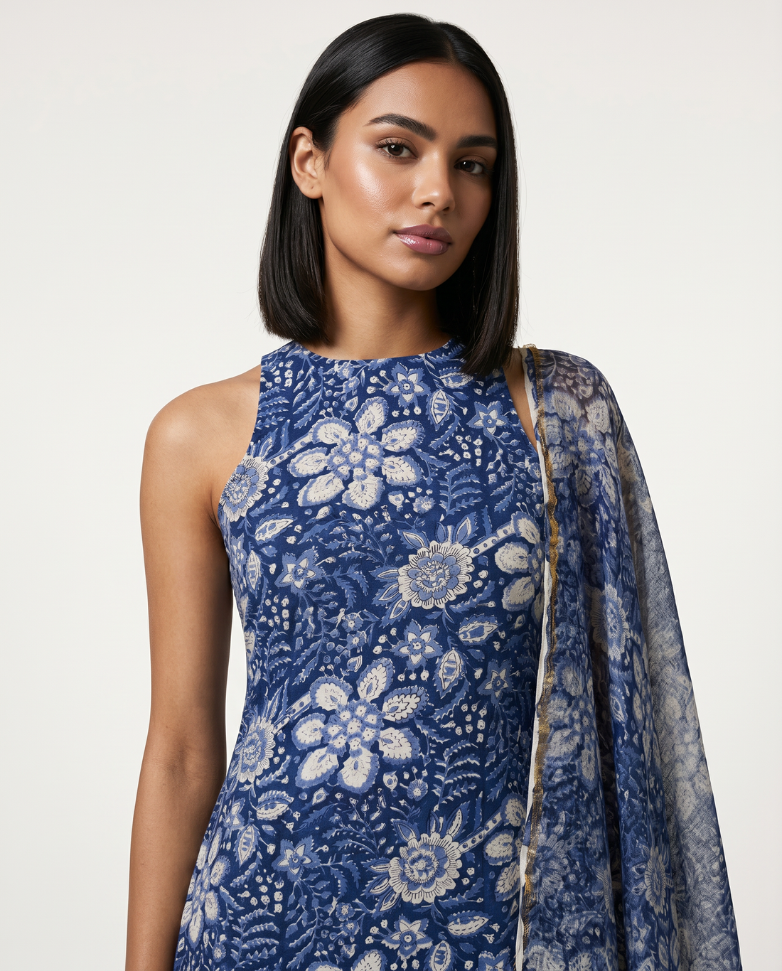 Indigo Floral Kurta Set