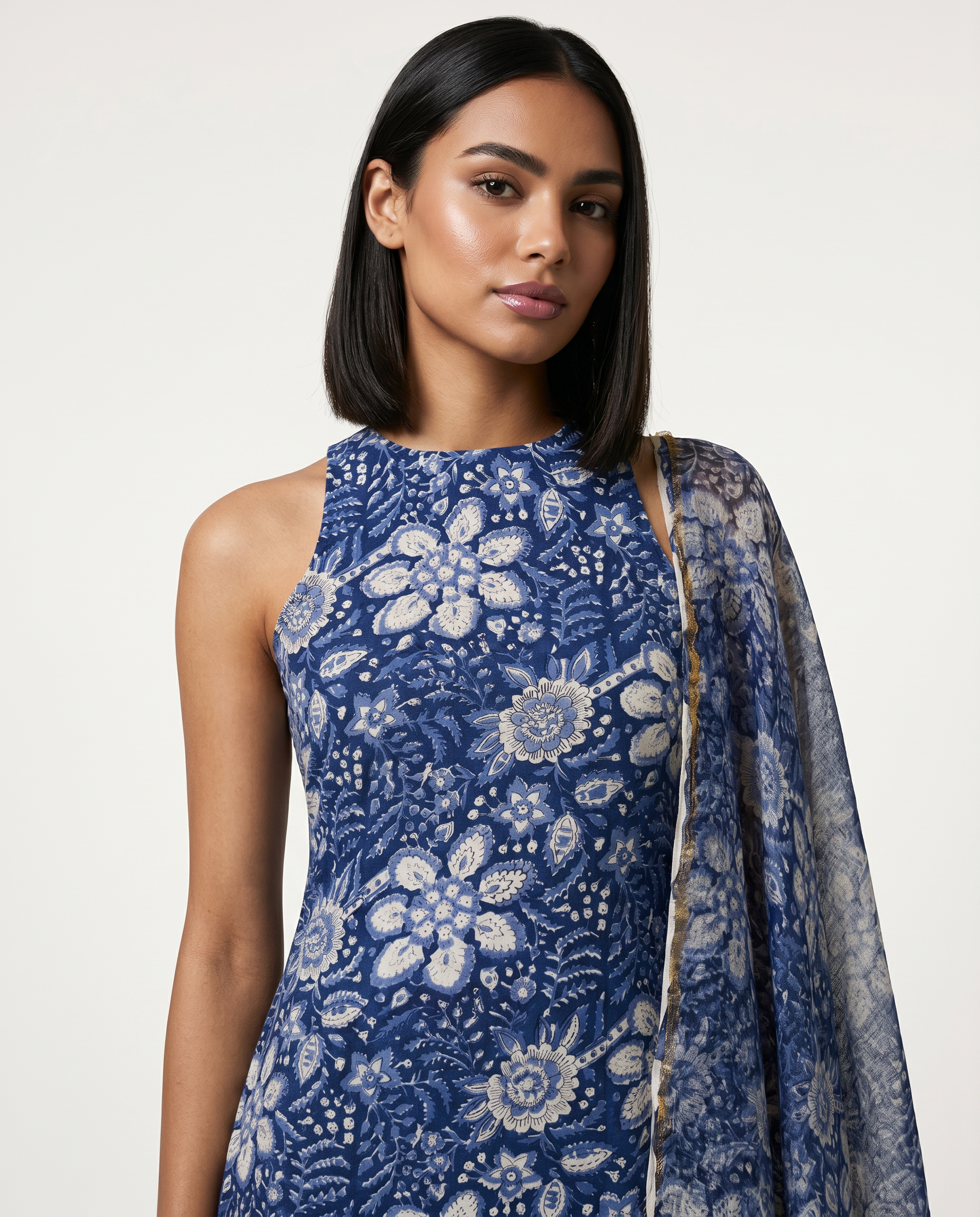Indigo Floral Kurta Set