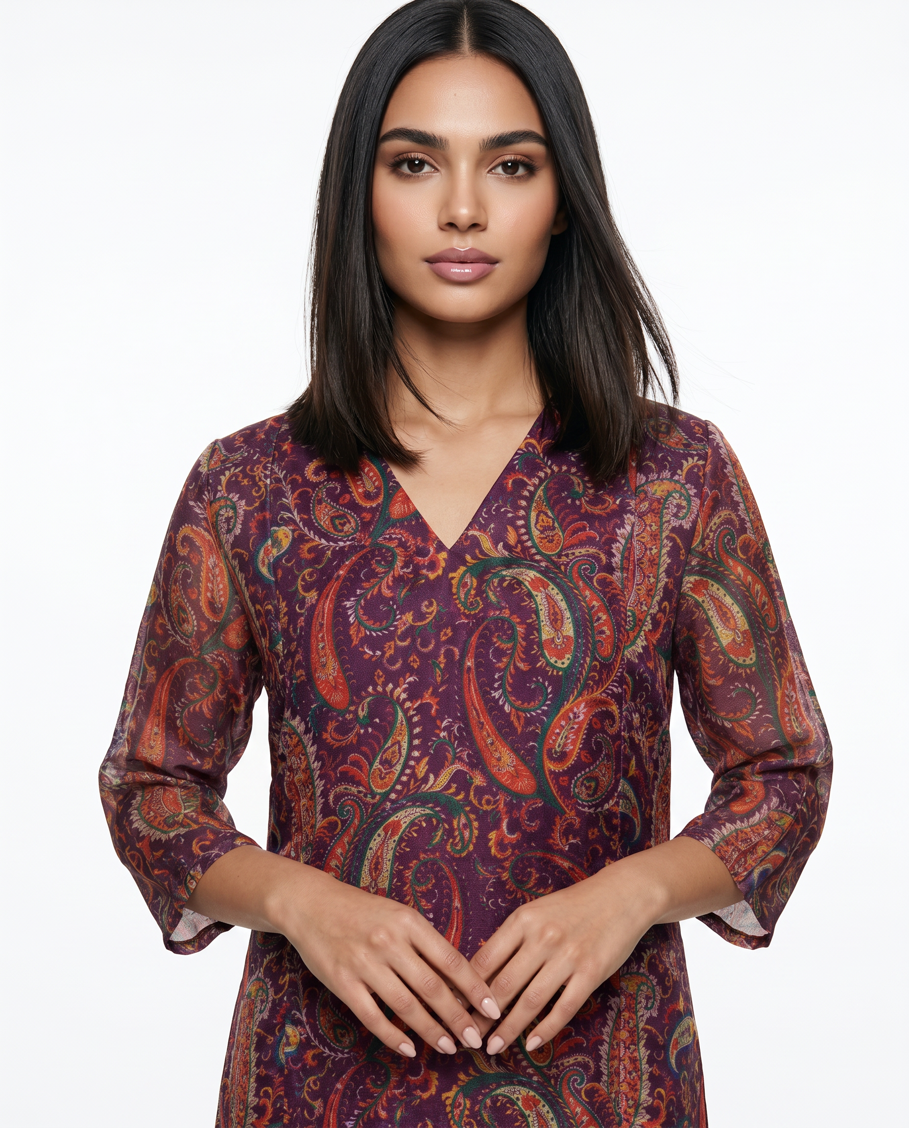 Royal Plum Paisley Flared Kurta