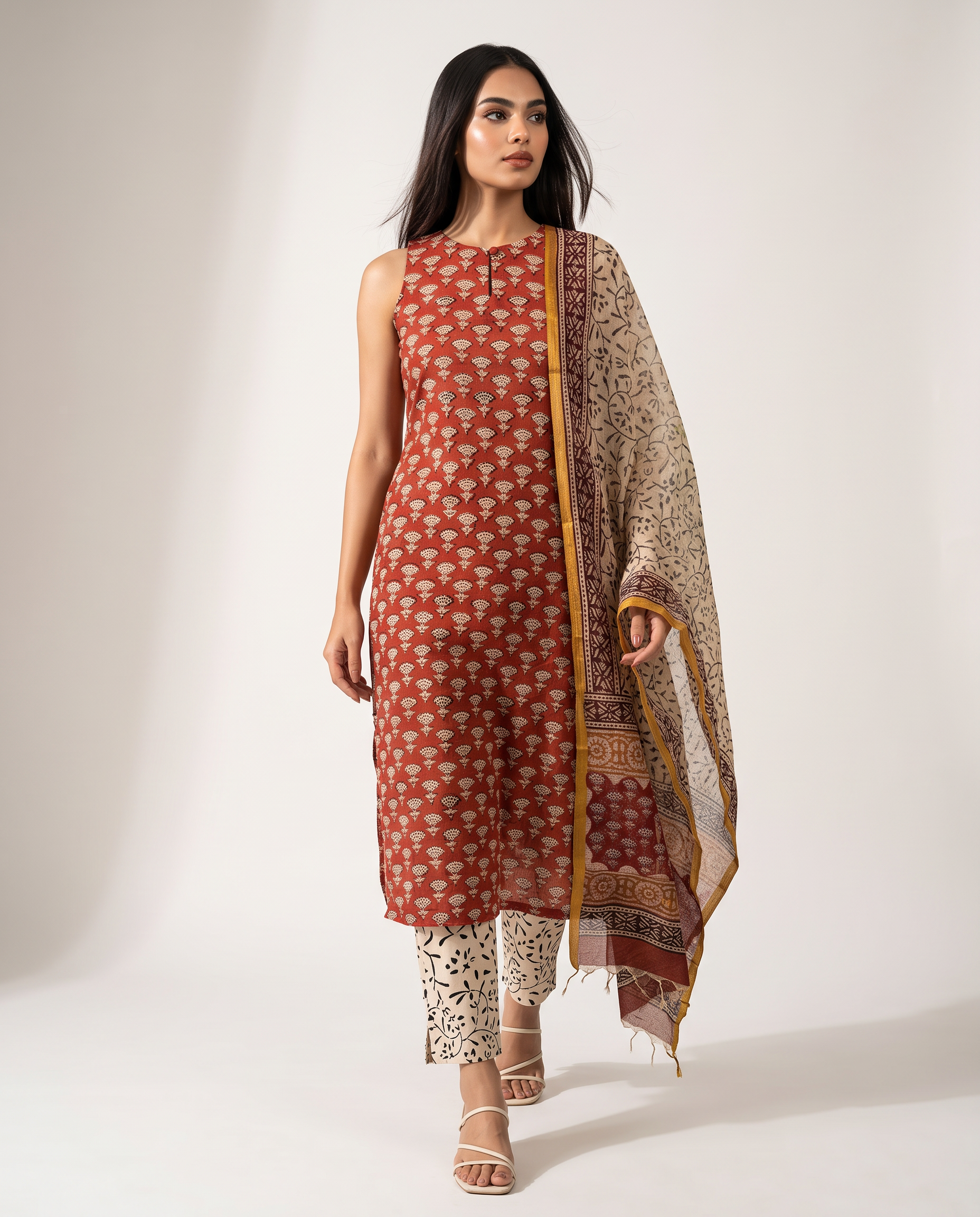 Rust Bloom Printed Suit Set