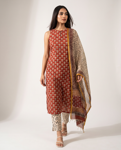 Rust Bloom Printed Suit Set