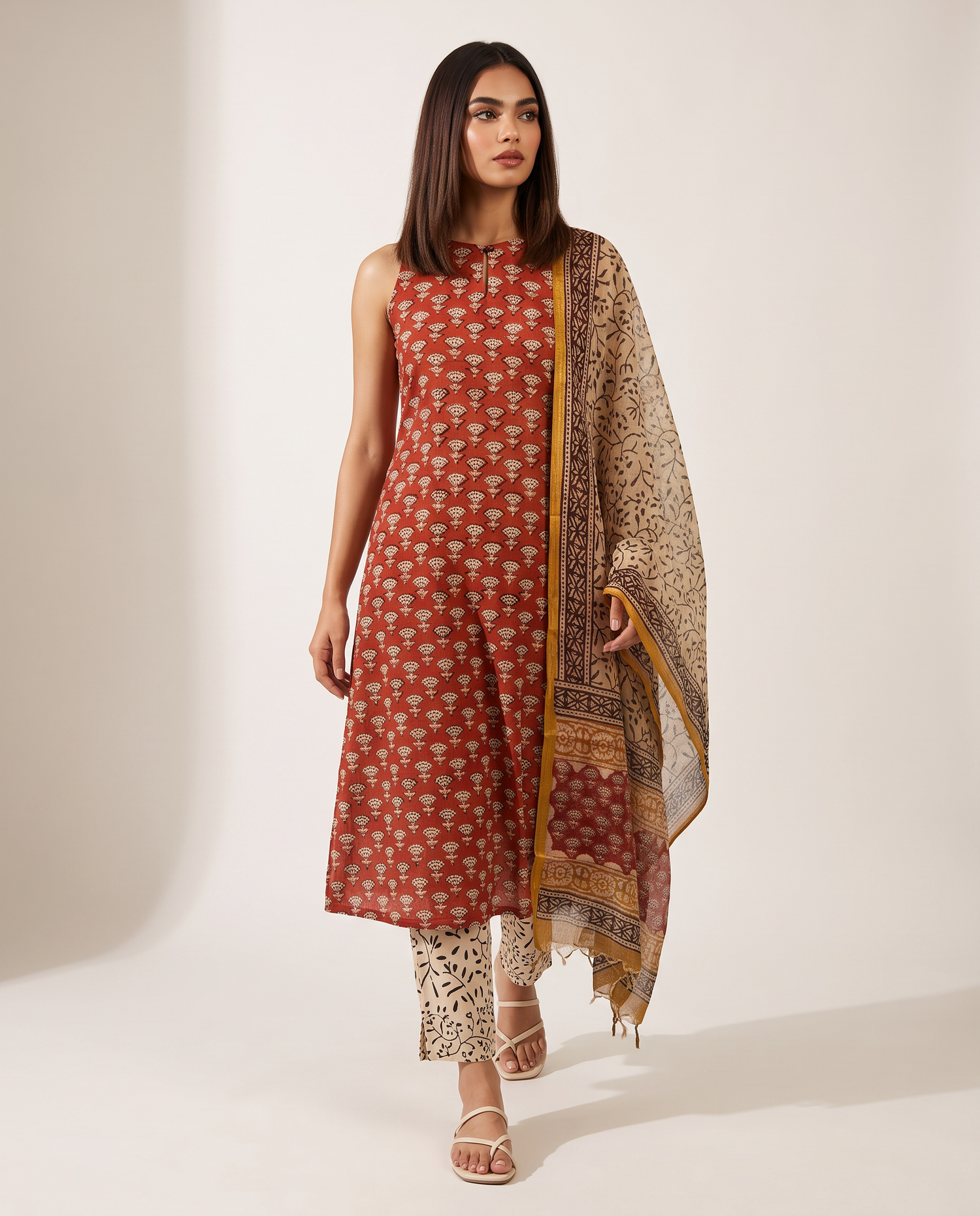 Rust Bloom Printed Suit Set