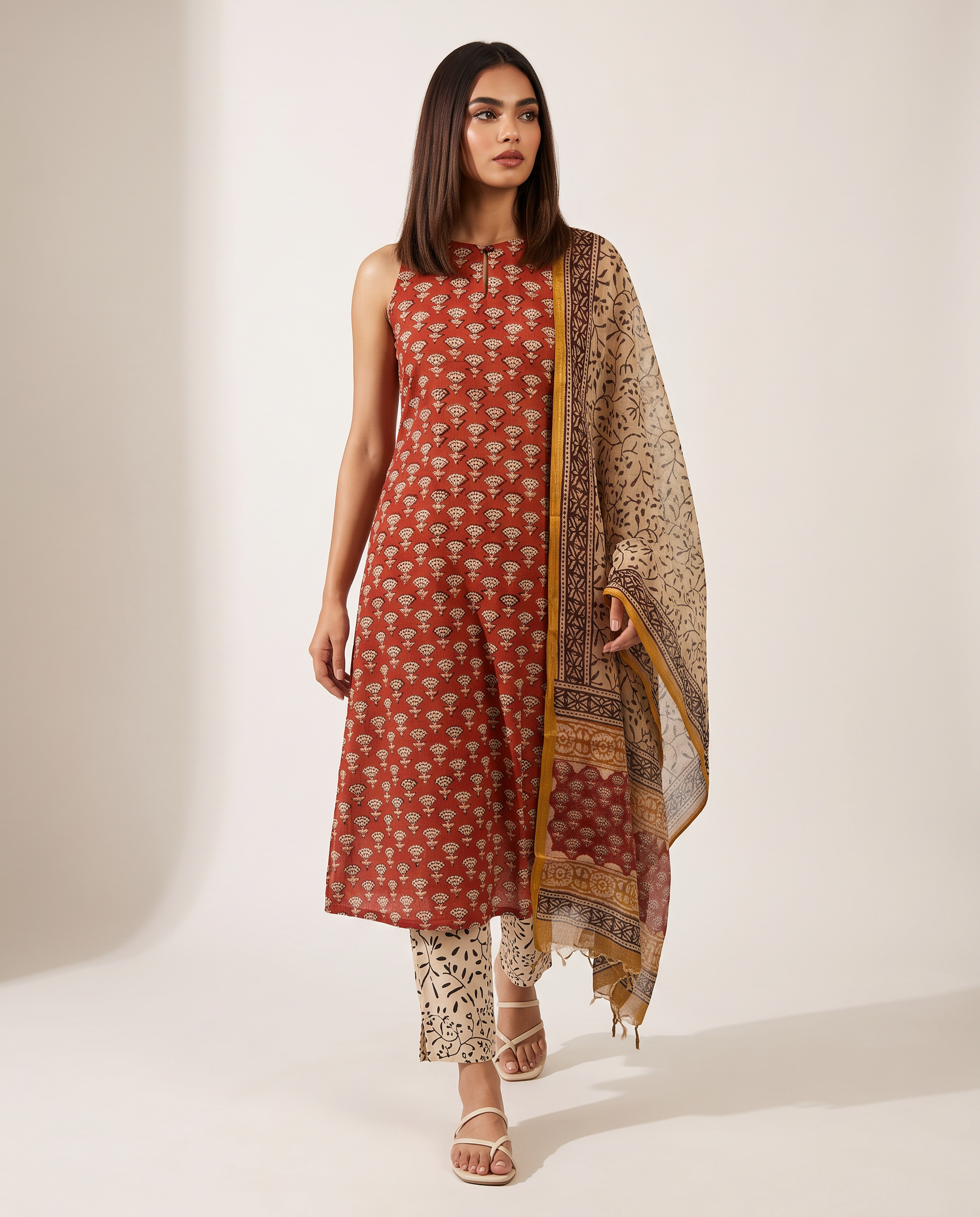 Rust Bloom Printed Suit Set