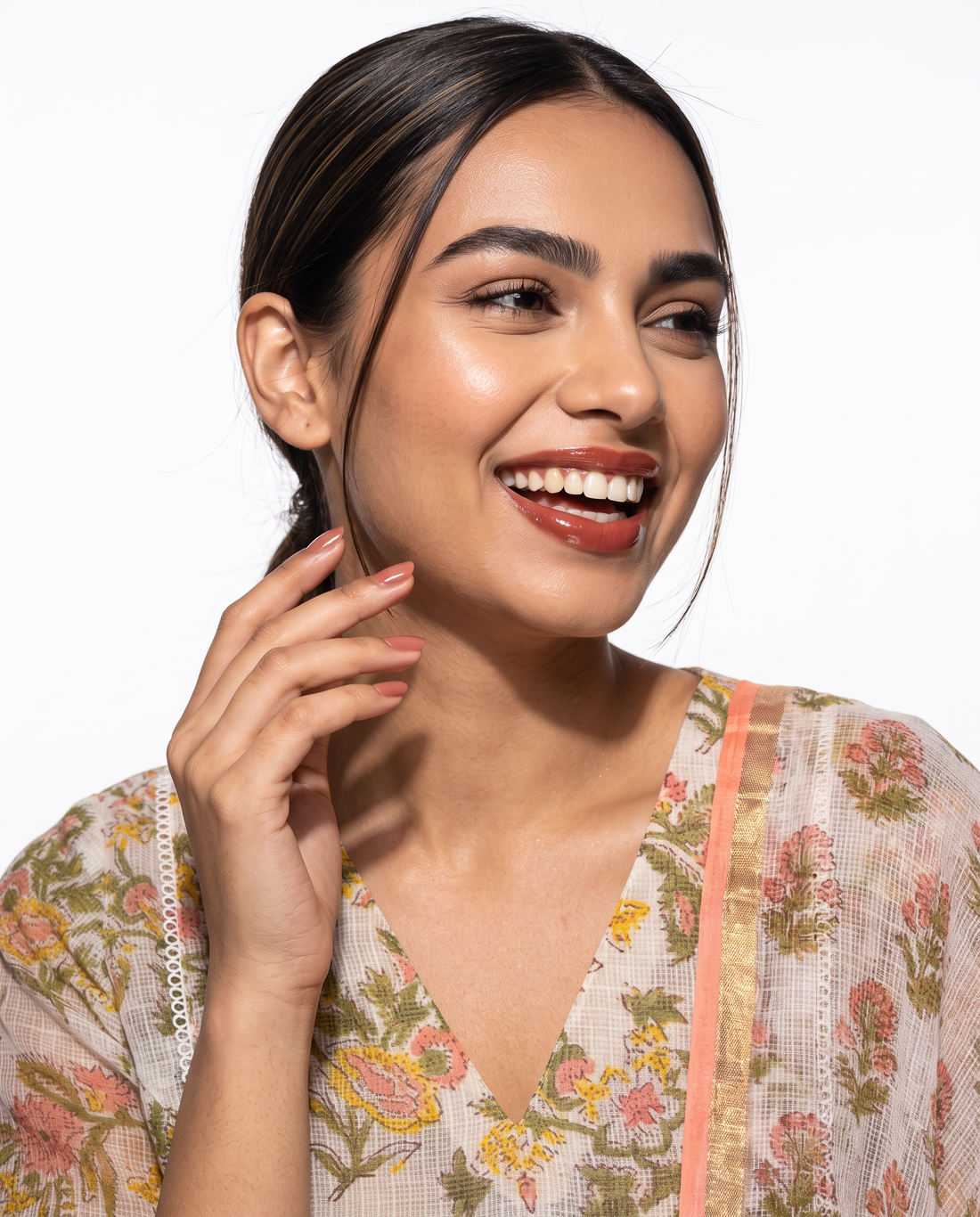 Peach Meadow Floral Flared Suit Set