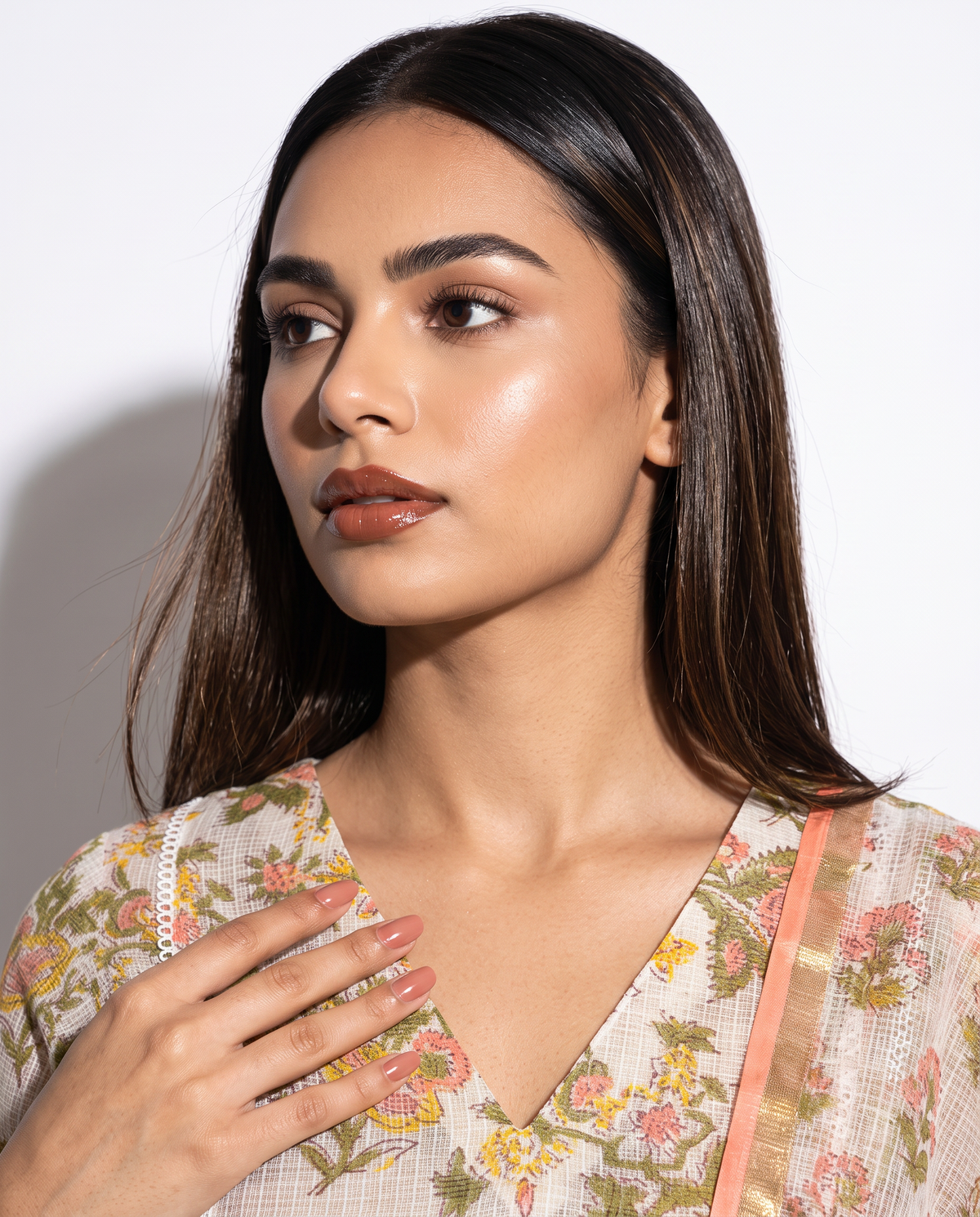 Peach Meadow Floral Flared Suit Set