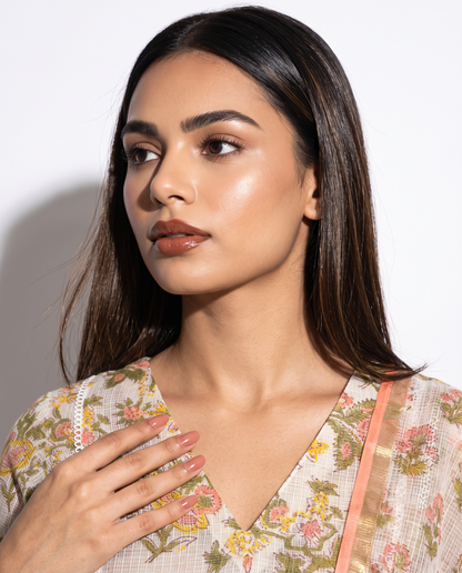 Peach Meadow Floral Flared Suit Set