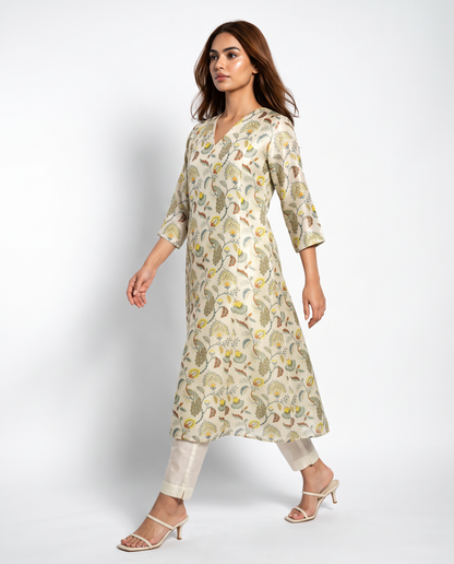 Ivory Botanical Kurta