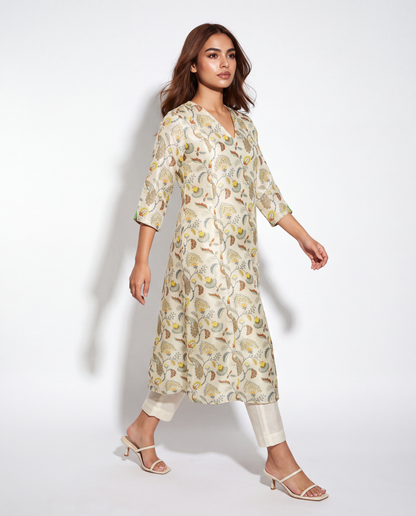 Ivory Botanical Kurta
