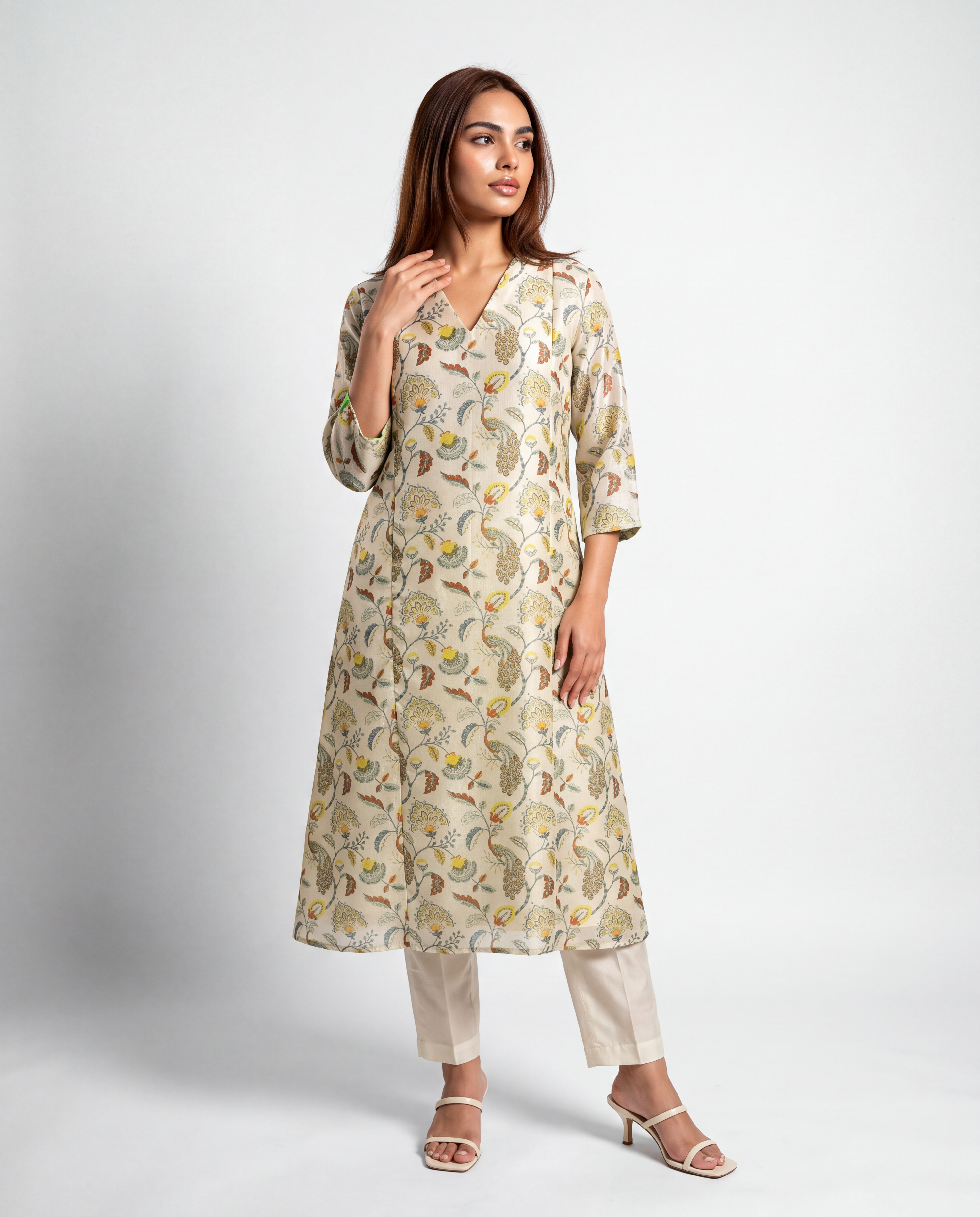Ivory Botanical Kurta