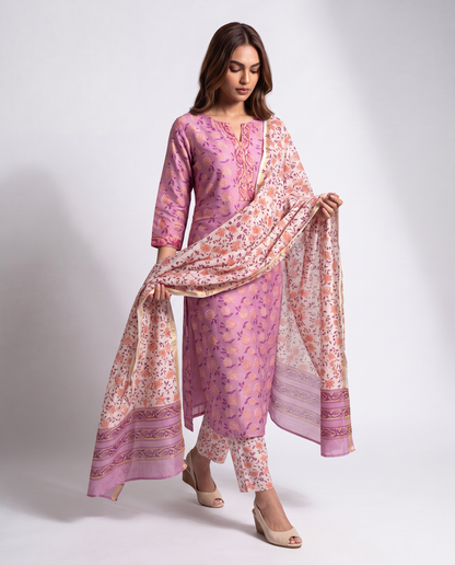 Lilac Garden Printed Kurta Set