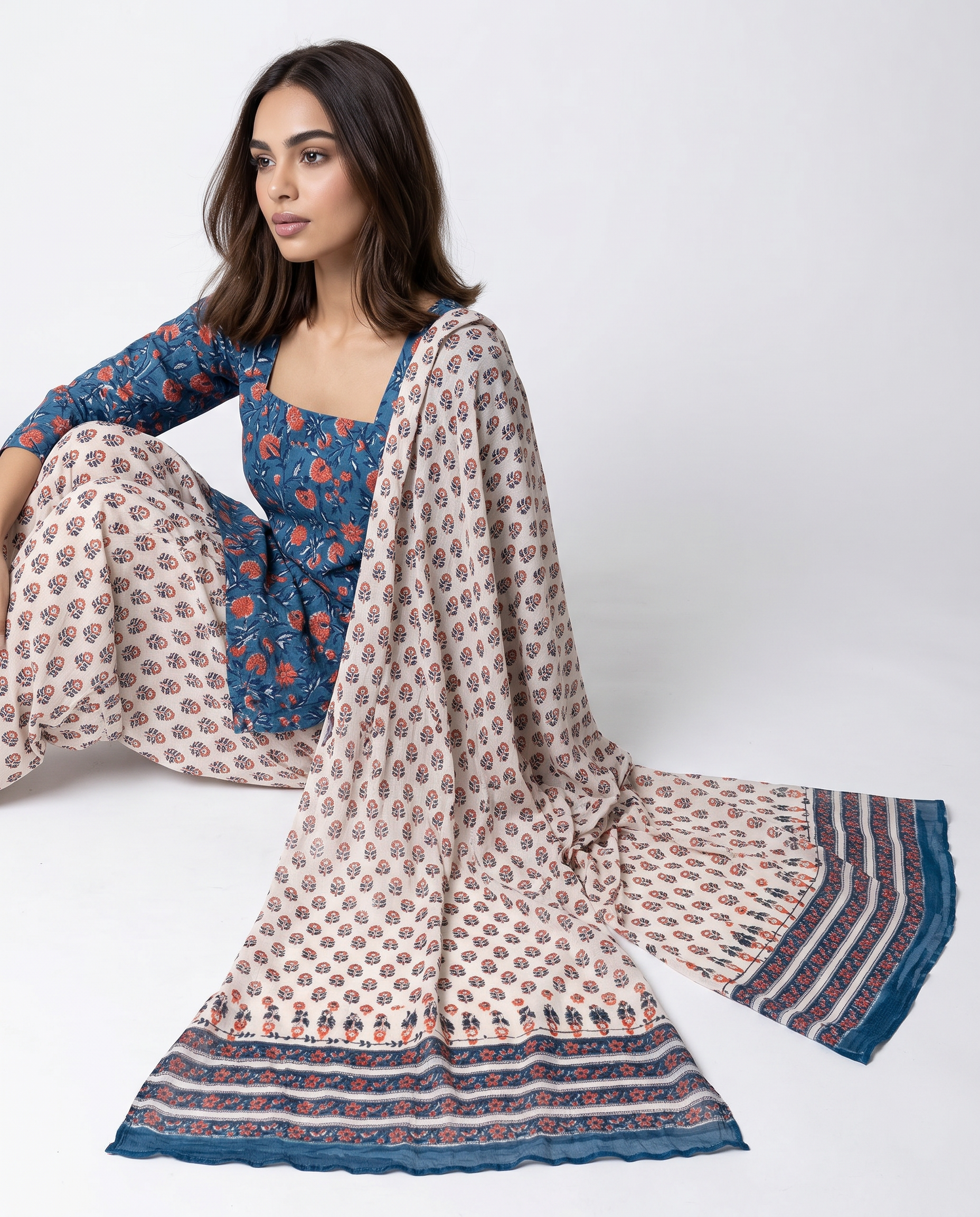Blue Poppy Suit Set