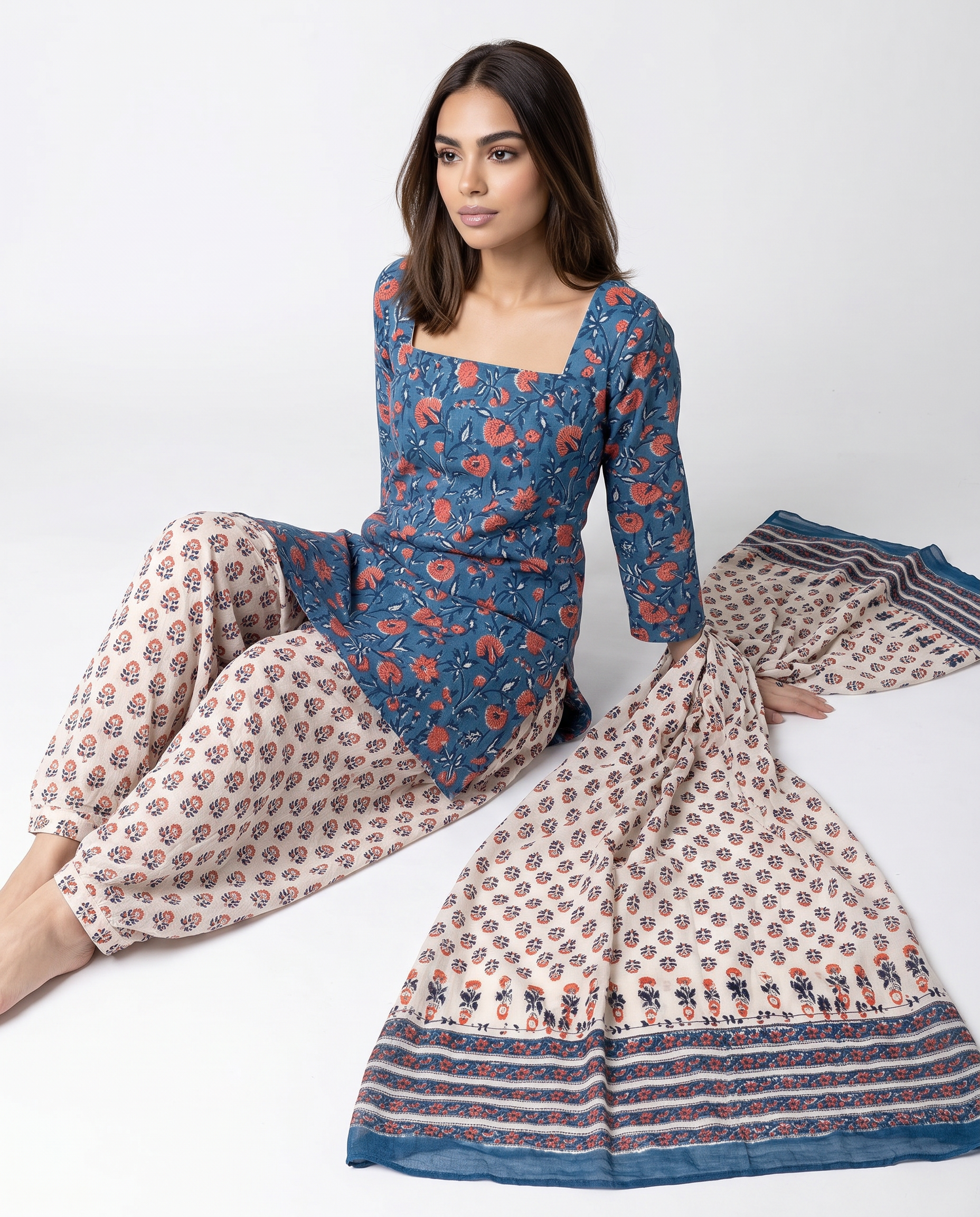 Blue Poppy Suit Set