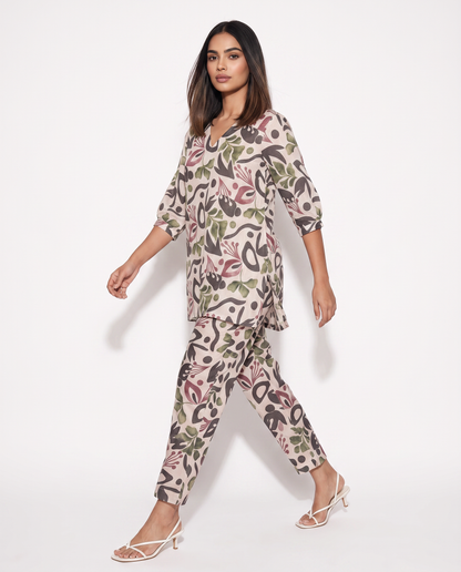 Pastel Abstract Print Co-ord Set