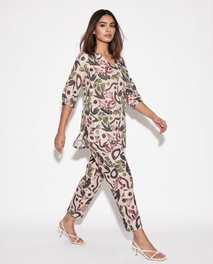 Pastel Abstract Print Co-ord Set