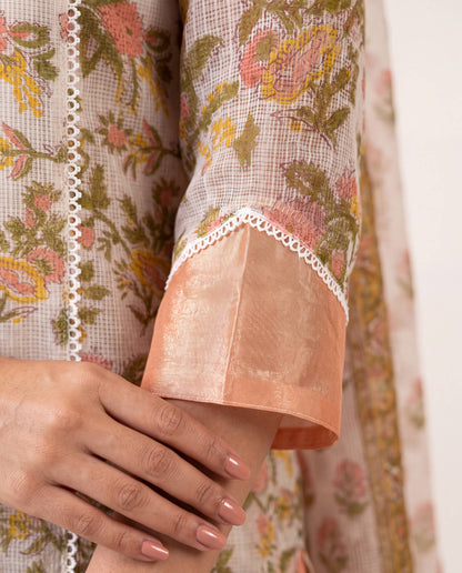 Peach Meadow Floral Flared Suit Set