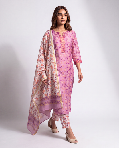 Lilac Garden Printed Kurta Set