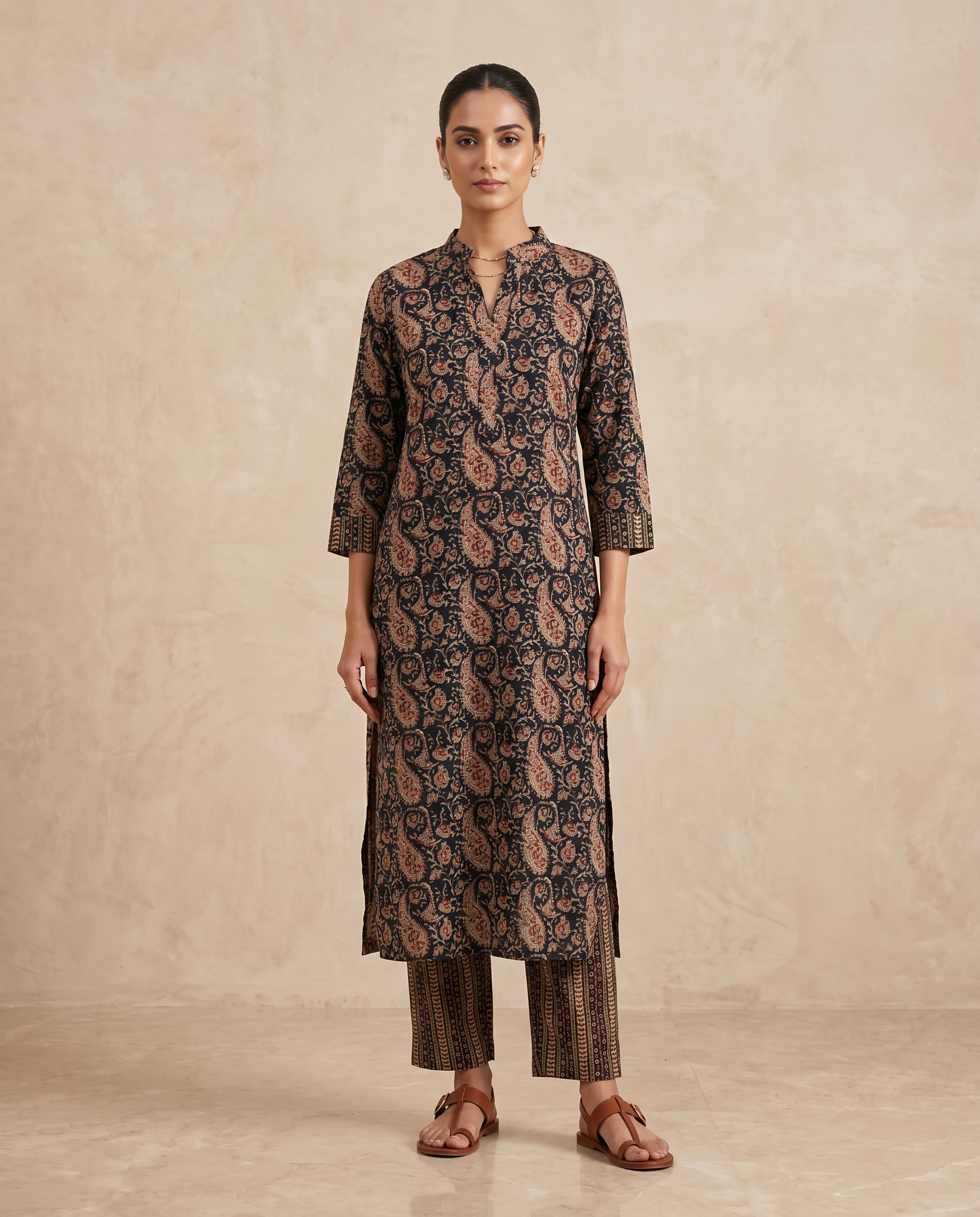 Midnight Paisley Straight Kurta Set