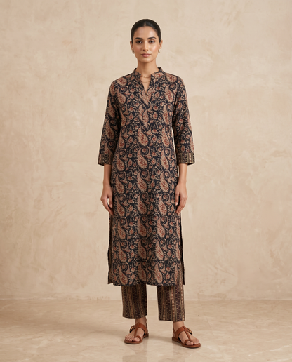 Midnight Paisley Straight Kurta Set